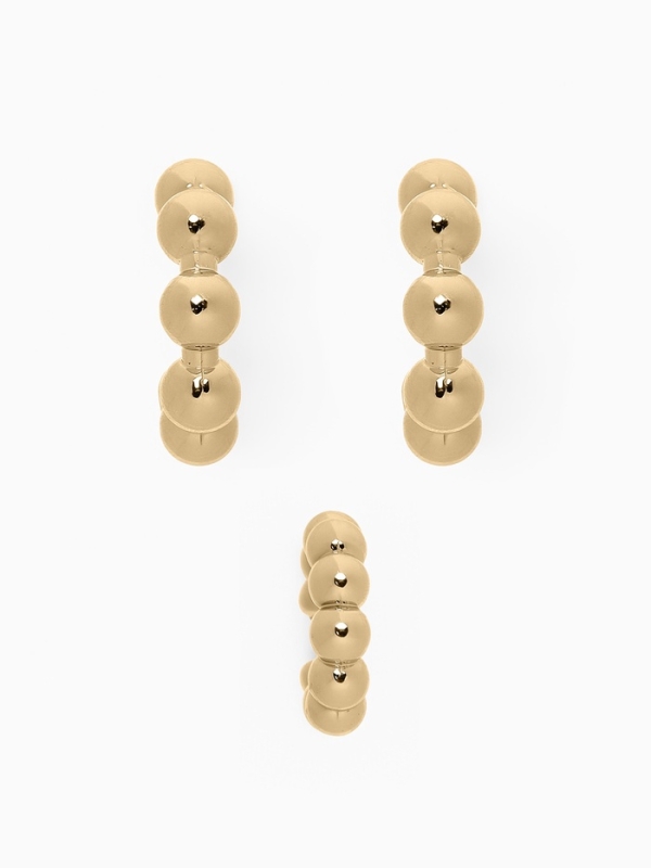 Набор серьги и каффы 3 шт &laquo;Бублики&raquo; дутые, цвет золото