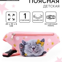 Сумка поясная детская &laquo;Миленький котик&raquo;, 20 х 10 х 6 см