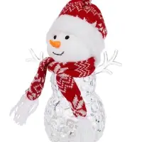 Фигура &laquo;Снеговик в красном&raquo; 28 см, 1 LED, от батареек ААА&times;3, свечение тёплое белое