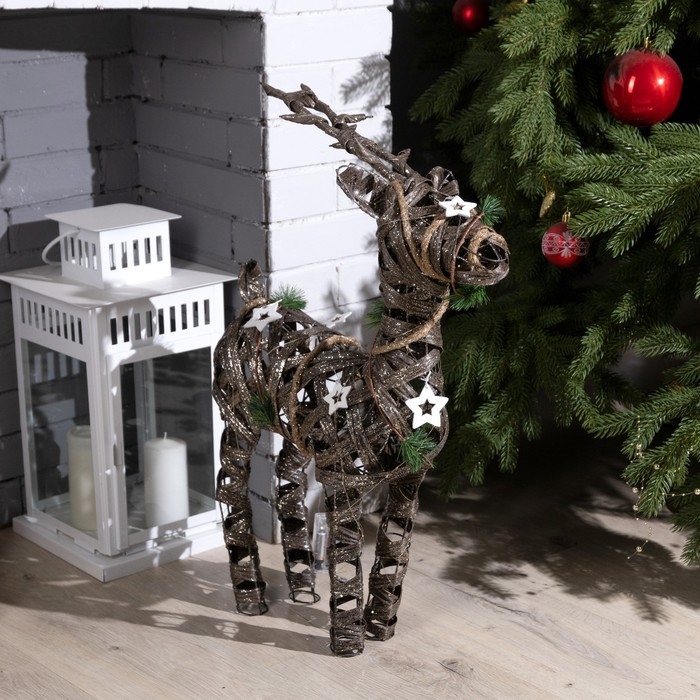 Светодиодная фигура «Плетёный олень» 44 × 65 × 15 см, металл, текстиль, батарейки ААх2 (не в комплекте), свечение тёплое белое Светодиодная фигура «Плетёный олень» 44 × 65 × 15 см, металл, текстиль, батарейки ААх2 (не в комплекте), свечение тёплое белое