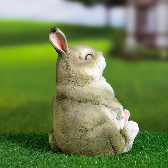 Садовая фигура "Зайка-хохотун маленький" серый, 9x11x16см