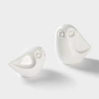 Набор фарфоровый для специй на бамбуковой подставке BellaTenero &laquo;Совы&raquo;, 2 предмета: солонка 100 мл, перечница 130 мл, цвет белый