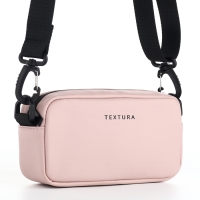 Сумка женская на молнии, TEXTURA, маленький размер, длинный ремень, цвет розовый