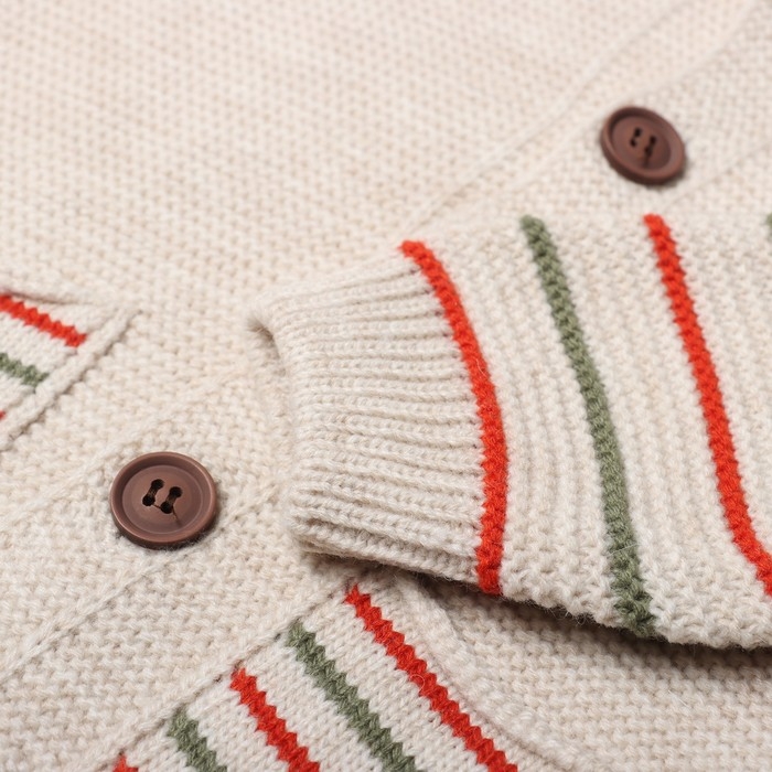 Джемпер вязаный для мальчика, цвет бежевый, рост 98 см