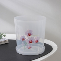 Горшок для орхидей с поддоном, 1.8 л, пластиковый, прозрачный, МИКС