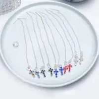 Серьги висячие со стразами &laquo;Цепочки&raquo; крестик, миксы