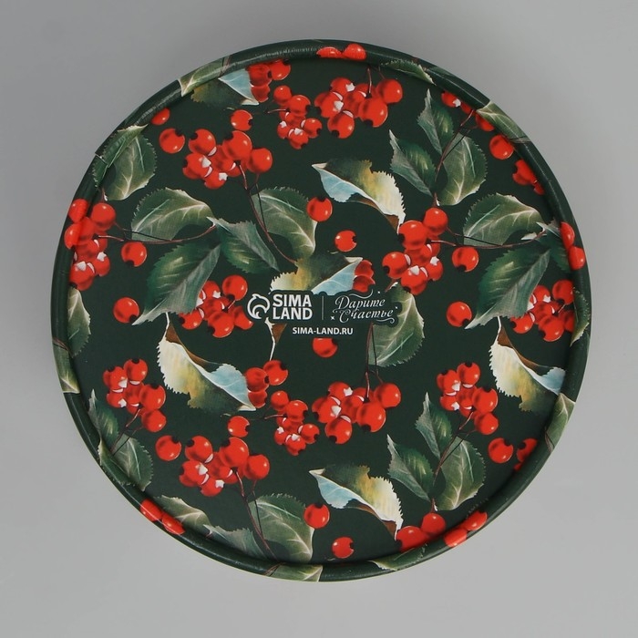 Коробка для макарун тубус с окном «Снегири», 12 х 12 х 5 см, Новый год Коробка для макарун тубус с окном «Снегири», 12 х 12 х 5 см, Новый год