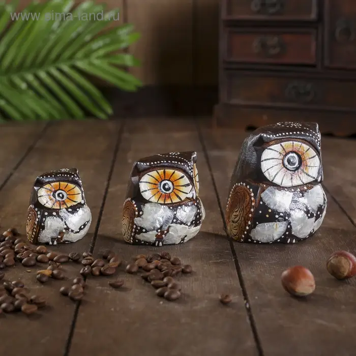 Сувенирный набор дерево "Совы Облака" 6х19х8 см
