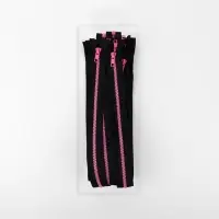 Молния &laquo;Трактор&raquo;, №5, разъёмная, замок автомат, 60 см, чёрная, розовая