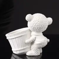 Кашпо "Медведь с горшочком" 9х10х6 см, натуральный