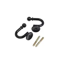 Крючок для штор ТУНДРА KS003, однорожковый, цвет черный, 2 шт