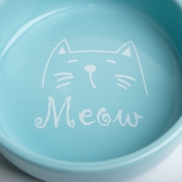 Миска керамическая "Meow" 300 мл, 13,4 x 4 cм, голубая