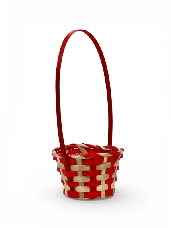 Корзина плетеная 13 х 13 х 9,5 см, ручка h=21 см, красно-белый