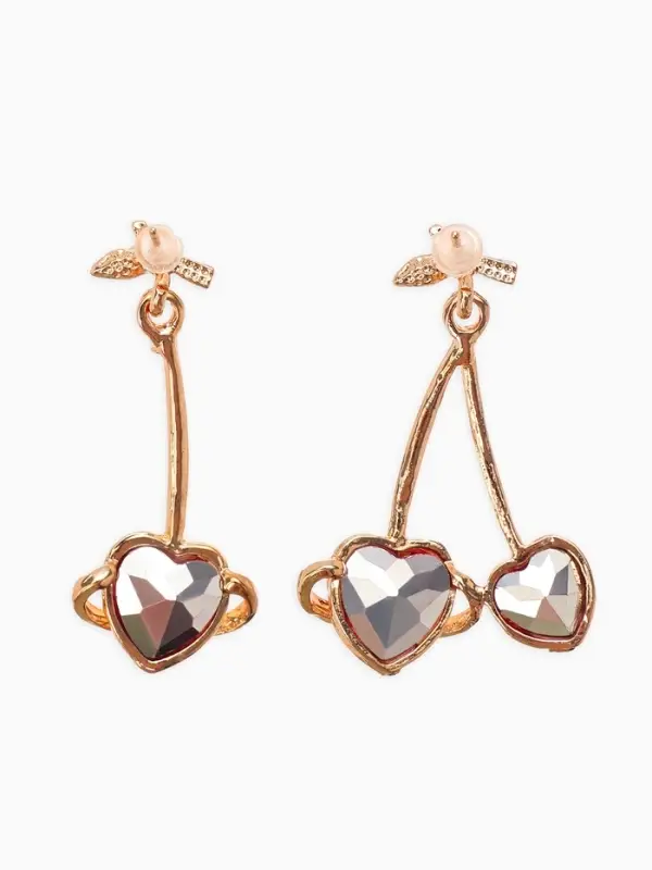 Серьги "Сердечная вишня", цвет красный в золоте