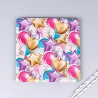 Тарелка одноразовая бумажная квадратная "С днём рождения" шары