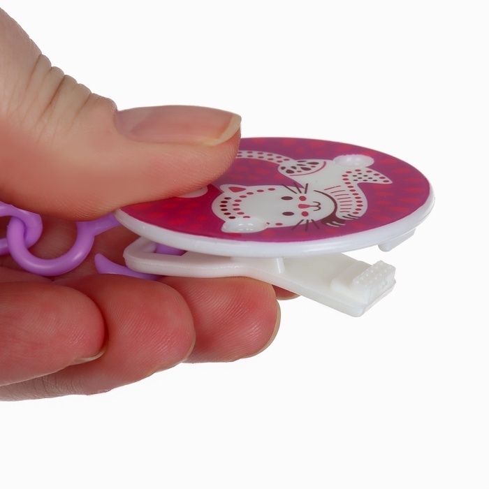 Пустышка ортодонт., с колпачком и держателем, от 0 мес., цвет Фиолет / Роз