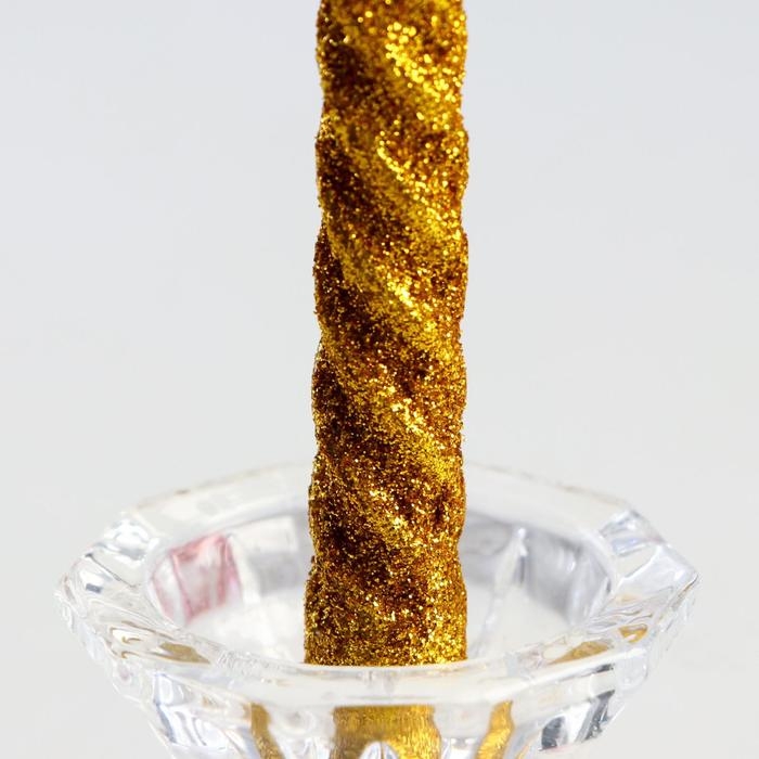 Набор свечей витых, 1,5х 15 см, 2 штуки, блестка, золото