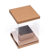 Коробка для цветов с вазой и PVC окнами, складная, 16 х 23 х 16 см, крафт