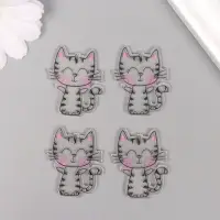 Декор для творчества акрил "Котик с румянцем" 3,5х2,9х0,2 см