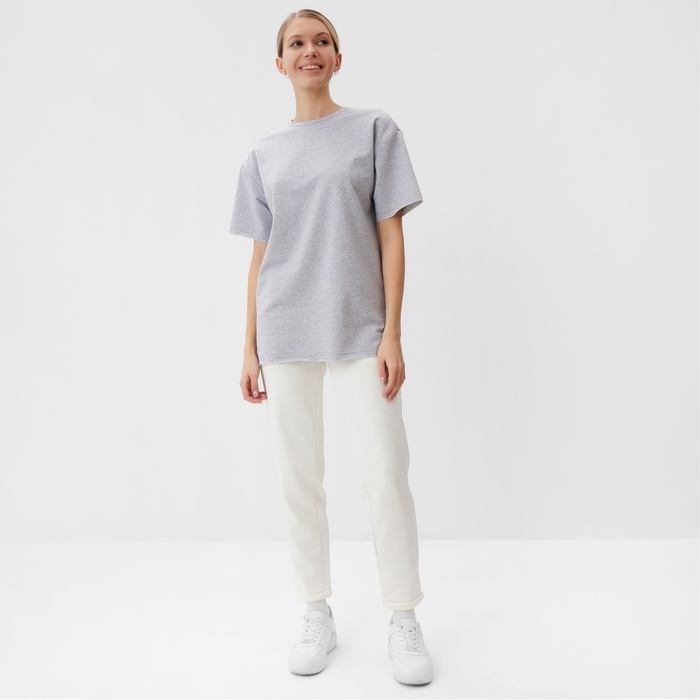 Футболка женская MINAKU OVERSIZE FIT: цвет светло-серый, р-р 42 Футболка женская MINAKU OVERSIZE FIT: цвет светло-серый, р-р 42