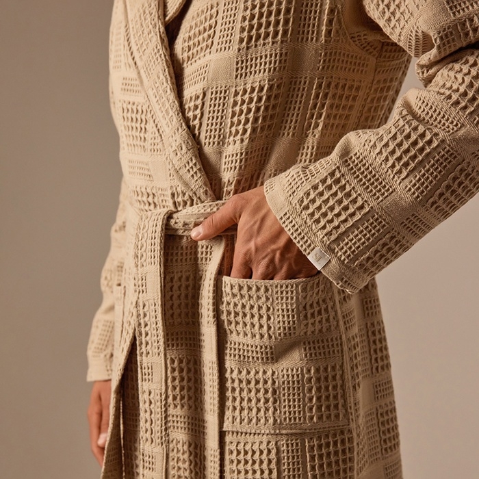 Халат вафельный мужской SL HOME: Chess "Саббиа", размер L, 100% хлопок, 340 г/м2