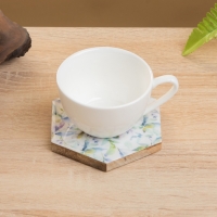 Подставка под горячее (набор 4 шт) "Оттенки сирени" дерево манго 15х13х5 см