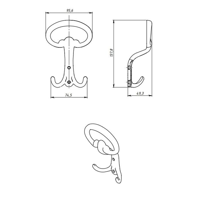 Крючок-вешалка №19, полимер, 25 шт.