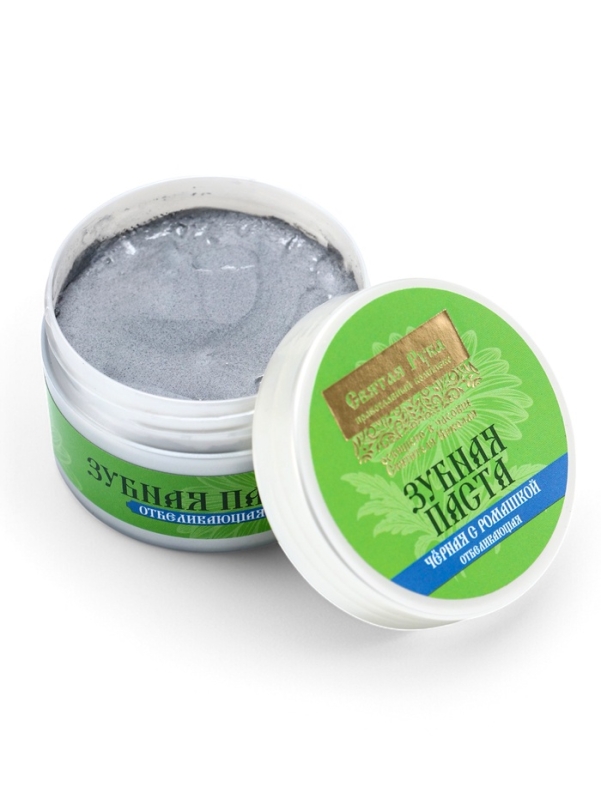 Паста зубная черная с Ромашкой, Паста зубная черная с Ромашкой, "Святая рука", 50 мл