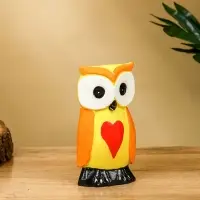 Набор сувенирный &laquo;Совята с сердечком&raquo;, h=15 см, h=12.5 см, h=9.5 см, дерево, оранжево-желтый