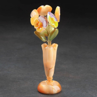 Сувенир Ваза "Росток" с фиалками ,5 цветков, селенит