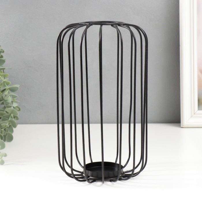 Подсвечник металл на 1 свечу Подсвечник металл на 1 свечу "Лофт. Прутья" чёрный 24х13,5х13,5 см