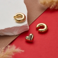 Набор серьги и каффы 3 шт. &laquo;Бублик&raquo; сердце, цвет золото