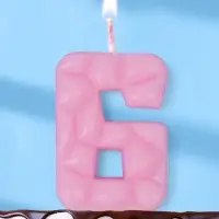 Свеча для торта &laquo;Цифра 6&raquo;, светло-розовая