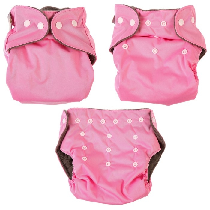 Многоразовый подгузник, угольно-бамбуковая ткань, 3-15 кг, цвет розовый, Крошка Я