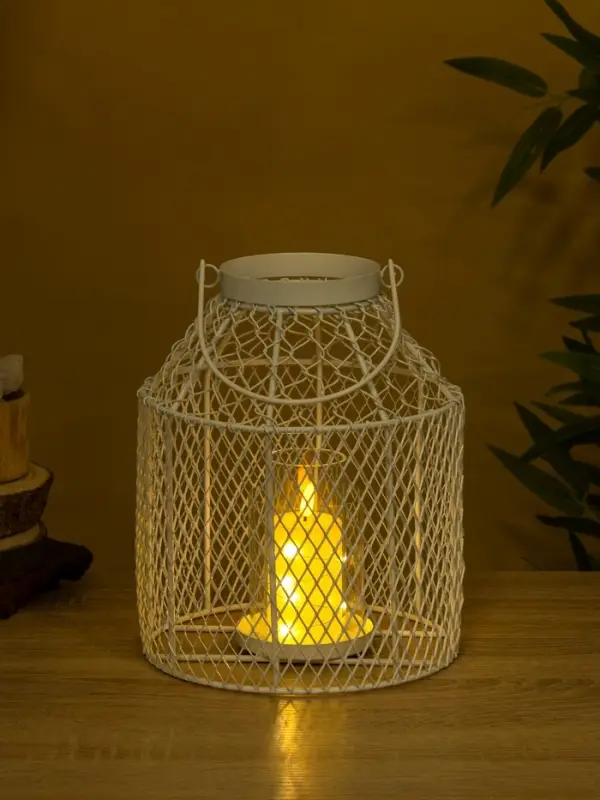 Подсвечник фонарь со стеклянной колбой 20х20х26 см, d 10 см, металл, цв. белый