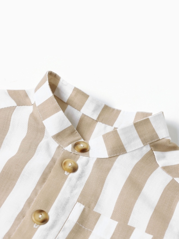 Рубашка для мальчика, MINAKU: Eco style, цвет бежевый/полоска, рост 98 см