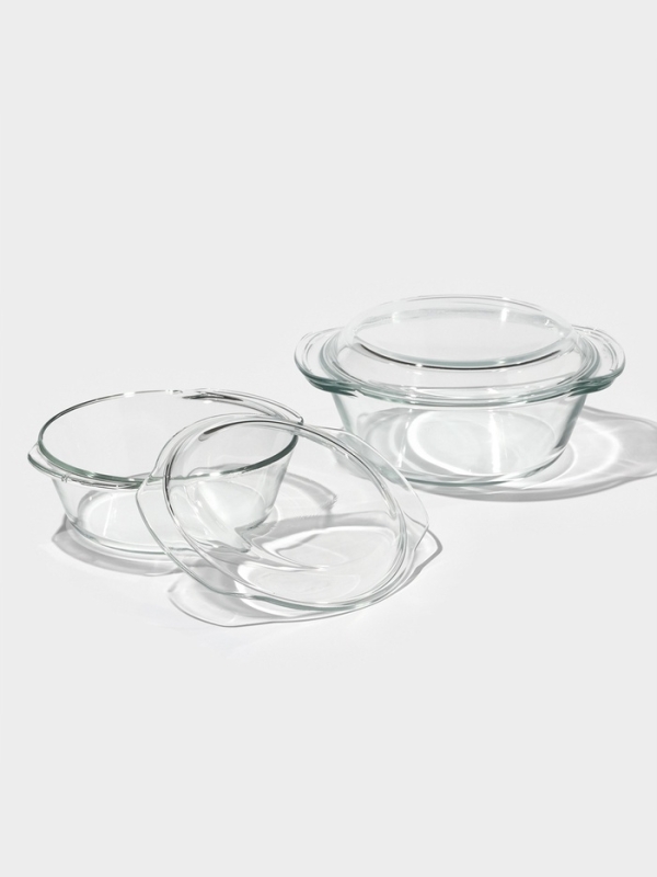 Набор кастрюль из жаропрочного стекла для запекания Доляна &laquo;Гратен&raquo;, 2 предмета: 1 л, 1,5 л, с крышками