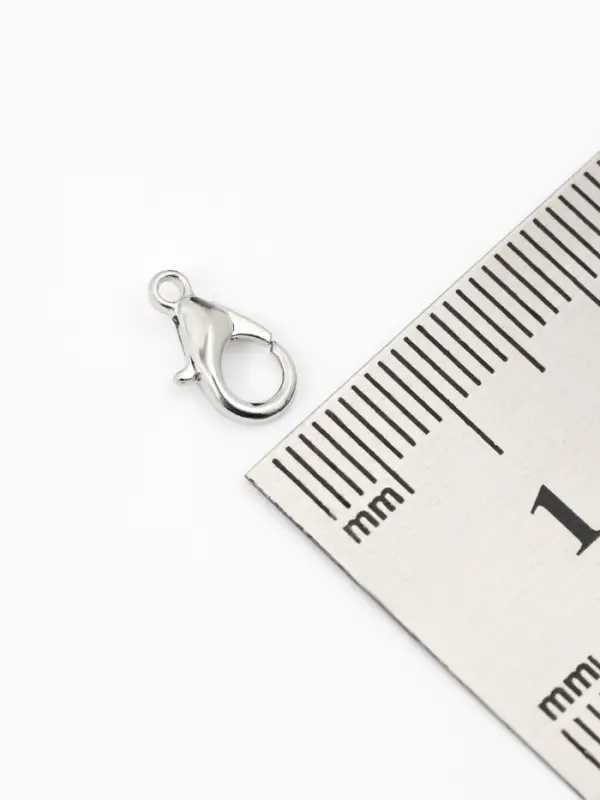 Замок карабин, 12&times;7 мм, набор 55 шт. цвет серебро