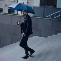 Зонт-трость Magic с проявляющимся цветочным рисунком, темно-синий