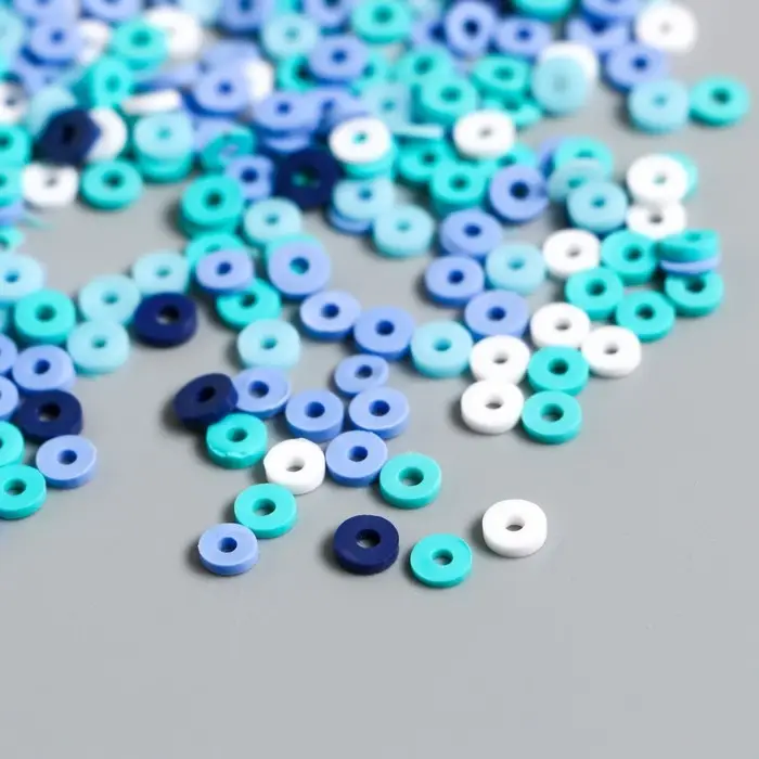 Бусины для творчества PVC "Колечки голубо-синие" набор &asymp; 330 шт 0,1х0,4х0,4 см