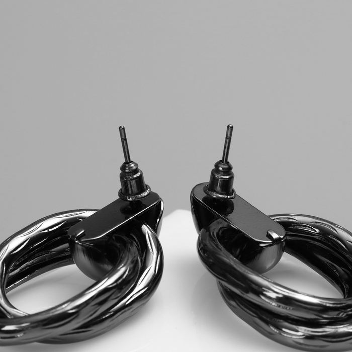 Серьги металл &laquo;Геометрия&raquo; овалы переплетённые, цвет серый металл