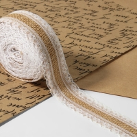 Лента холщовая &laquo;Кружево&raquo;, натуральная, 40 мм, 4,5 &plusmn; 0,5 м, цвет белый