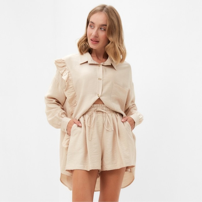 Костюм женский (блузка, шорты) MINAKU: Casual Collection цвет бежевый , р-р 48 Костюм женский (блузка, шорты) MINAKU: Casual Collection цвет бежевый , р-р 48