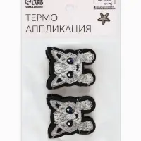 Термоаппликация &laquo;Котёнок с лапками&raquo;, 4&times;3.3 см, серая