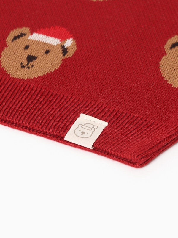 Джемпер вязаный новогодний Крошка Я "Новогодние медвежата" рост 68-74 см, цвет красный