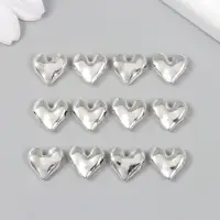 Бусина для творчества металл "Сердечко" серебро 1.1х1.1 см