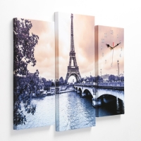 Часы-картина настенные, модульные "Эйфелева Башня", бесшумные, 60 х 80 см, триптих Часы-картина настенные, модульные "Эйфелева Башня", бесшумные, 60 х 80 см, триптих
