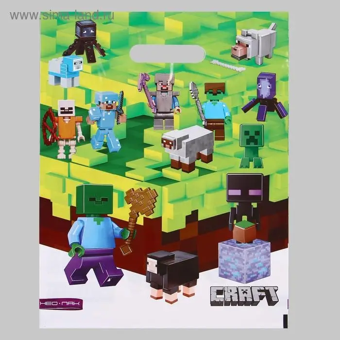 Пакет &laquo;МайнКрафт&raquo;, полиэтиленовый с вырубной ручкой, 60 мкм 30&times;40 см