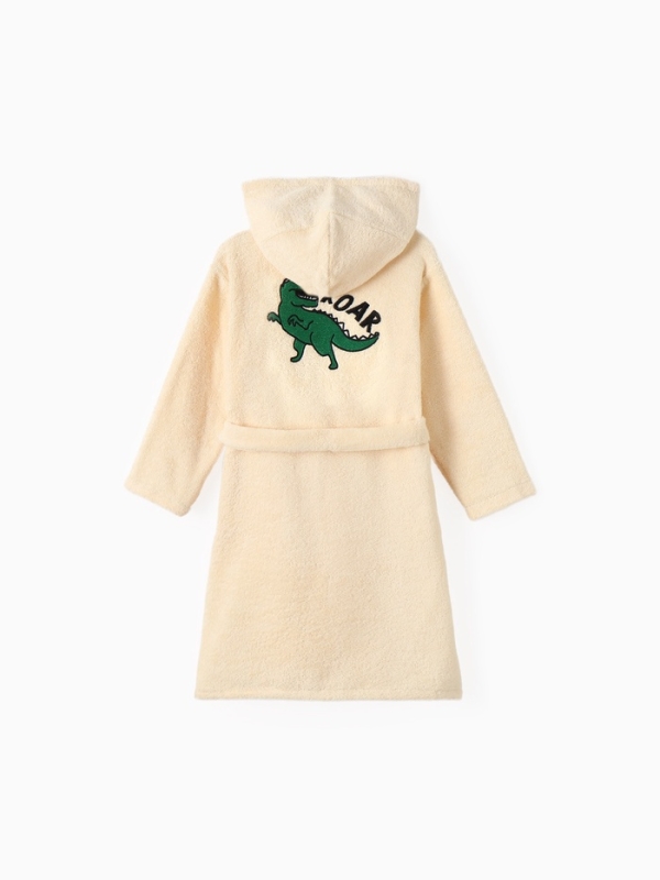 Халат махровый детский "Динозавр"  р-р 34 (122-128 см), бежевый