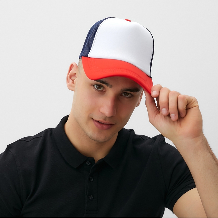 Бейсболка с сеткой MINAKU, цвет белый/красный, размер 56-58